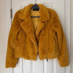 Yoki Mustard Faux Fur Teddy Jacket